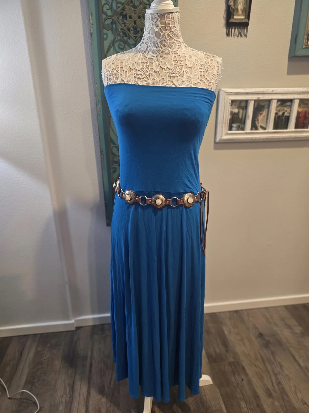 Free People Blue Fold Over Maxi Skirt, Also Acts As Dress.